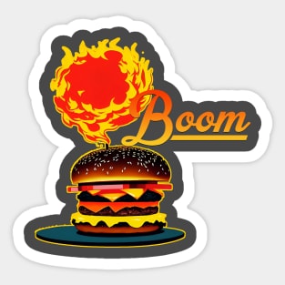 burger on fire Sticker